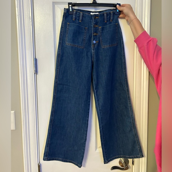 Anniewear Denim - Stylish Blue Wide Leg Women's Jeans